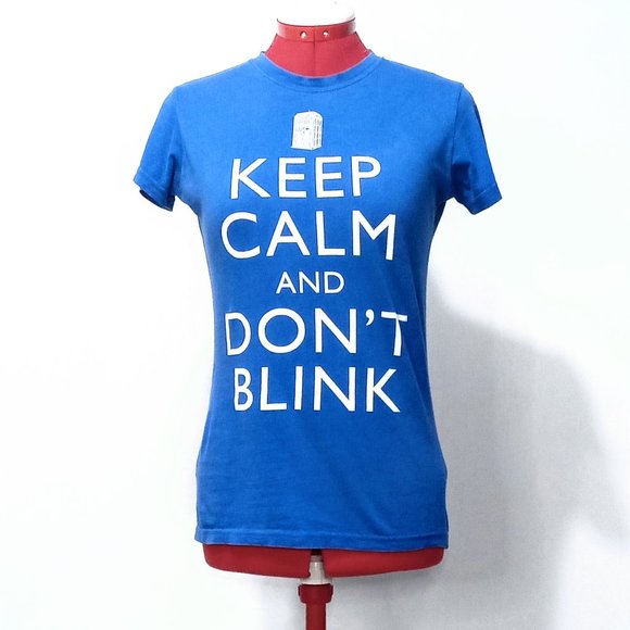 Doctor Who "Keep Calm And Don't Blink" Royal Blue T-shirt US S - Picture 1 of 3
